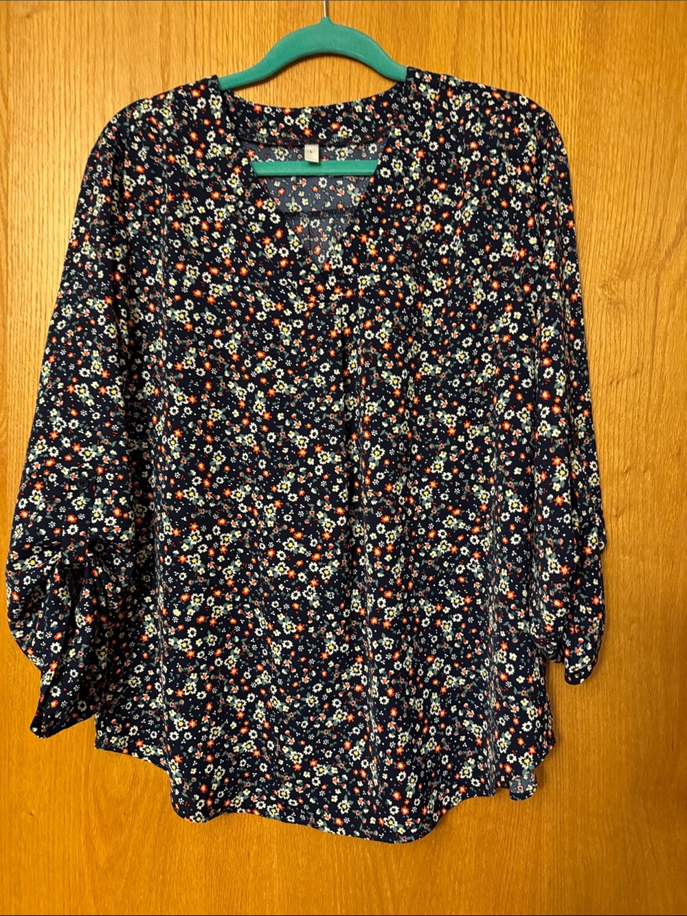 Floral Button-Front Blouse - Navy Multi
